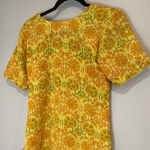 VTG 60s Boho Handmade Indian Embellished Kameez Tunic Dress - Picture 6 of 6